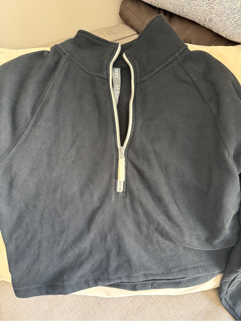 Vuori Black Half-Zip Pullover with Cream Trim